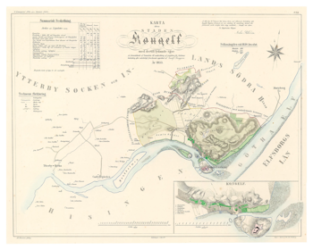 Karta från Kungälv 1855 (Fri frakt!)