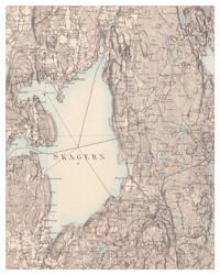 Historisk karta över Finnerödja och Skagern, år 1888