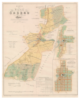 Karta över Örebro, 1857 (Fri frakt!)