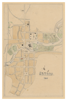 Historisk karta över Örebro, år 1863 (Fri frakt!)