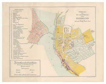 Historisk karta över Östersund, år 1920 (Fri frakt!)