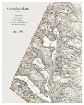 Historisk karta över trakten kring Jormvattnet och Stora Blåsjön, år 1903 (Fri frakt!)