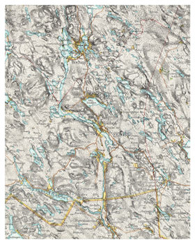 Historisk karta över Backe och Rossön, år 1916 (Fri frakt)