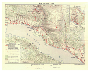 Historisk turistkarta över Åre, år 1902. (Fri frakt!)