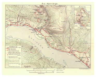 Historisk turistkarta över Åre, år 1902. (Fri frakt!)