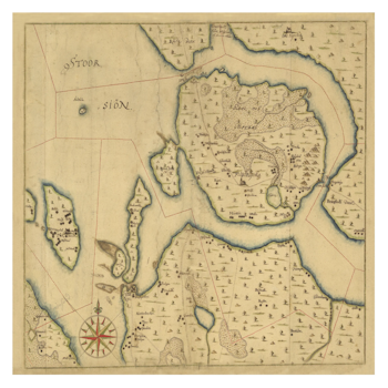Historisk karta över Frösön, år 1646. (Fri frakt!)