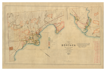 Historisk karta över Börtnan, år 1911 (Fri frakt!)