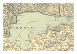 Historisk karta över Roxen, år 1932 (Fri frakt!)