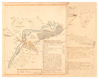 Historisk karta över Mjölby, ca 1700. (Fri frakt!)