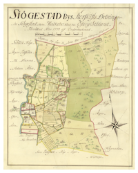 Historisk karta över Sjögestad i Linköping, år 1772. (Fri frakt!)