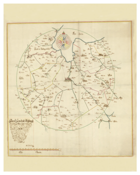 Historisk karta över Linköping med omnejd, år 1664. (Fri frakt!)