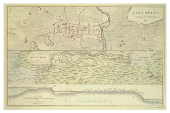 Historisk karta över Linköping, från Werming Atlas, år 1811. (Fri frakt!)
