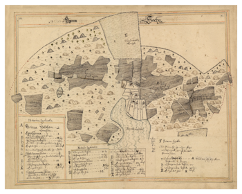 Historisk karta över Rinna, år 1638 (Fri frakt!)