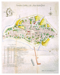 Historisk karta över Ystad, år 1793