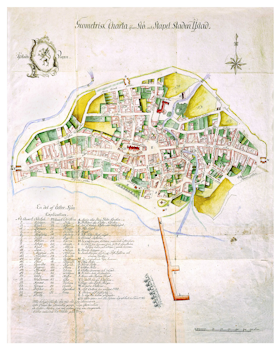 Historisk karta över Ystad, år 1793