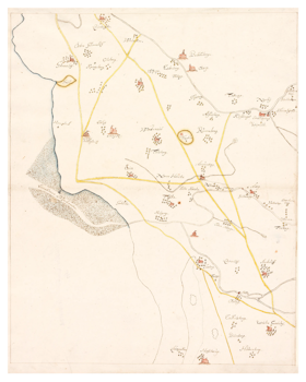Historisk karta över trakten kring Landskrona, år 1677