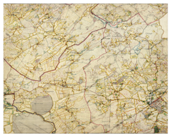 Historisk karta över trakten kring Höör och Hallaröd, år 1910-1915 (Fri frakt!)