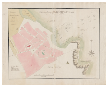 Historisk karta över Simrishamn, år 1752