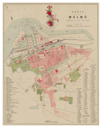 Historisk karta över Malmö, år 1881