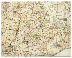 Historisk karta över Skivarp, Rydsgård och Snårestad, år 1910-1915