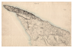 Historisk karta över Kullahalvön, ca 1820