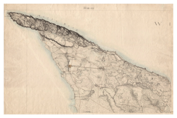 Historisk karta över Kullahalvön, ca 1820