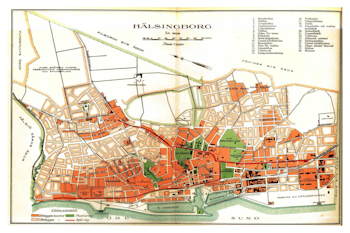 Historisk karta över Helsingborg, år 1909