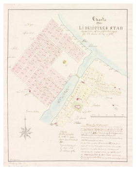 Historisk karta över Lidköping, år 1799