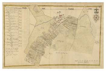 Historisk karta över Valstad, år 1645