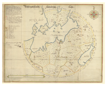 Historisk karta över Mariestad med omnejd, år 1669 (Fri frakt!)