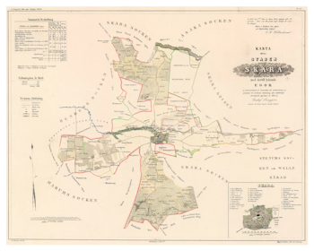 Karta över Skara, år 1856