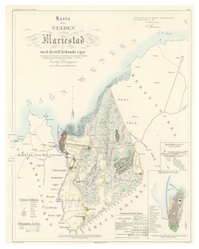 Karta från Mariestad 1856 (Fri frakt!)