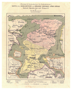 Historisk skolkarta över Skokloster och Häggeby socknar, 1800-tal (Fri frakt!)