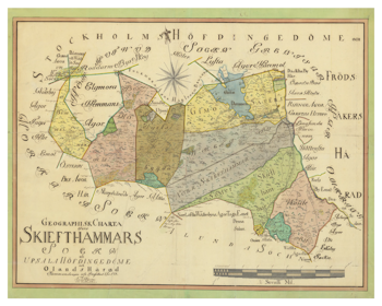 Historisk karta över Skäfthammars socken, år 1773. (Fri frakt!)