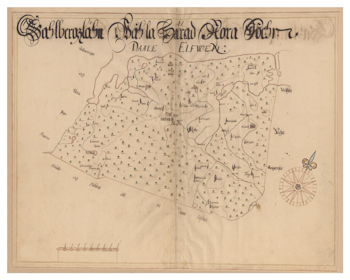 Historisk karta över Nora socken (Uppland), år 1688 (Fri frakt!)