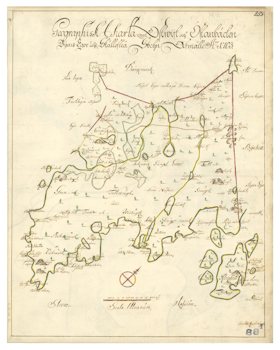 Historisk karta över Ostvik och Östanbäck, år 1701 (Fri frakt!)