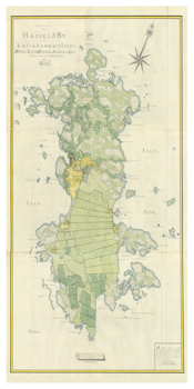 Historisk karta över Hasselö (Västervik), år 1792