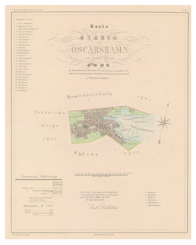 Karta från Oskarshamn 1858 (Fri frakt!)