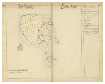 Historisk karta över Lilla Rätö, år 1700