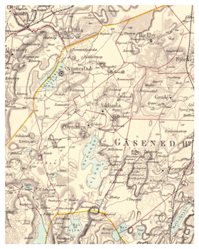 Historisk karta över Asklanda och Ornunga, år 1869 (Fri frakt!)