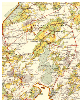 Historisk karta över Asklanda och Ornunga, år 1893 (Fri frakt!)