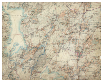 Historisk karta äver Borgstena och Vänga, år 1890-1897 (Fri frakt!)
