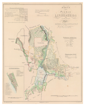 Karta från Lindesberg, år 1857