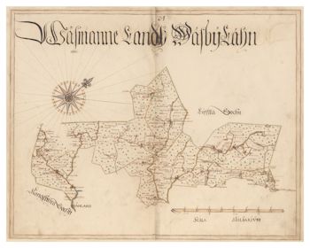 Historisk karta över Väsby län, år 1688 (Fri frakt!)