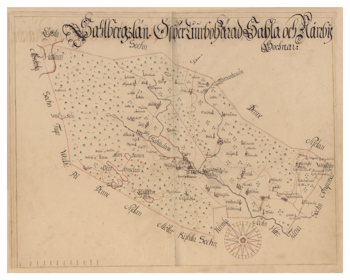 Historisk karta över Sala med omnejd, år 1688 (Fri frakt!)