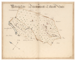 Historisk karta över Lillhärad, år 1688 (Fri frakt!)