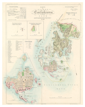 Karta från Karlskrona 1855 (Fri frakt!)