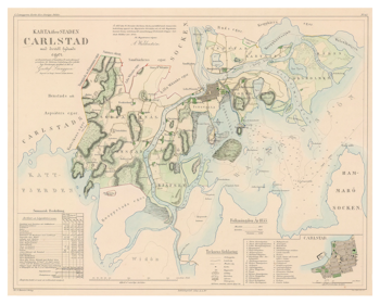 Karta över Karlstad 1857 (Fri frakt!)