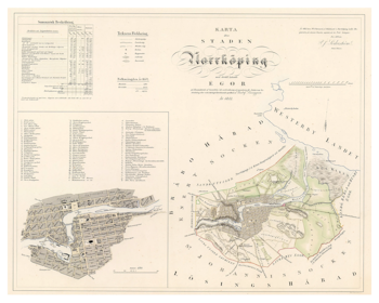 Karta över Norrköping 1853 (Fri frakt!)