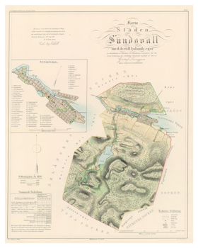 Karta över Sundsvall 1857 (Fri frakt!)